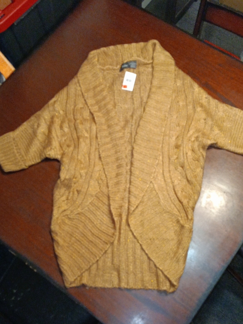 Chesley Golden Mustard Cable Knit Open Cardigan